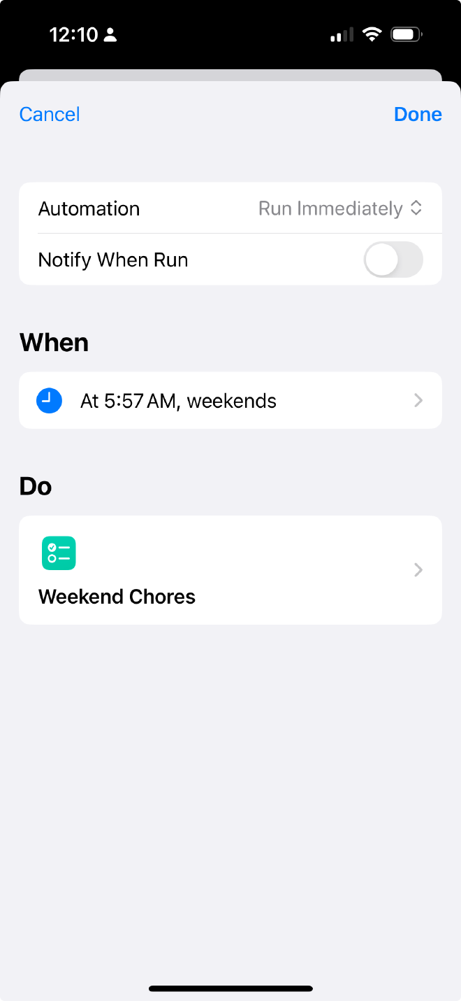 My weekend chores automation