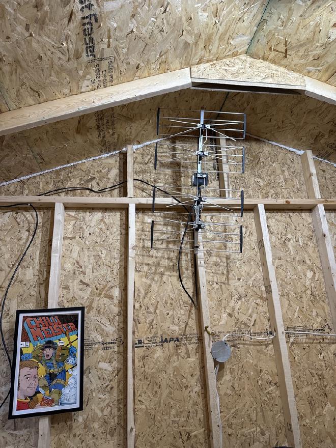 My antenna mounted inside my shed.