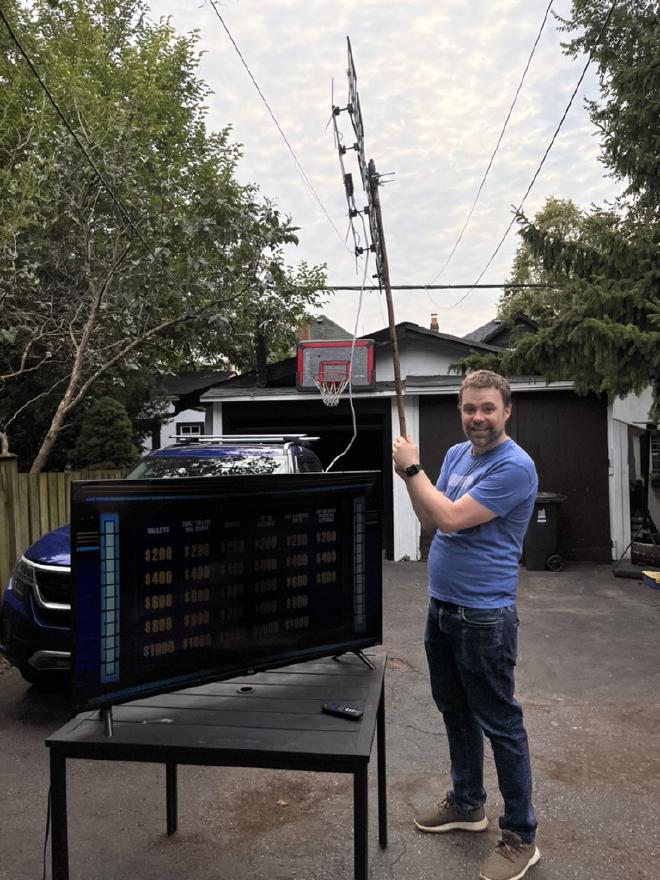 The author successfully getting Jeopardy over the air.